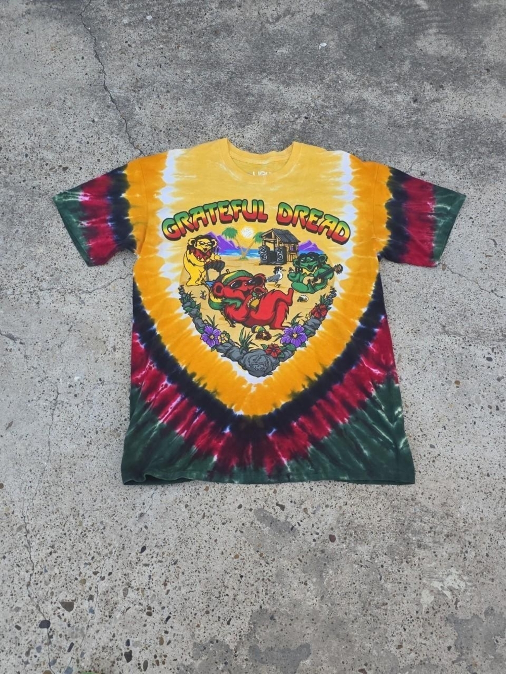 Grateful Dead Dread Tie Dye Rasta Liquid Blue T-Shirt Size Large Shipping time